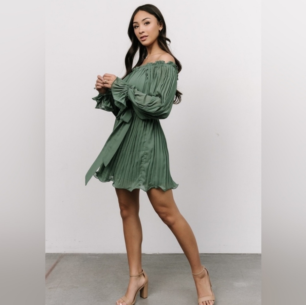 Baltic Born Women's Dresses Baltic Born Aubrey Off Shoulder Pleated Mini Dress